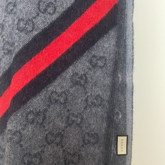 Gucci Wool and Alpaca Fringed Nikky Scarf Authentic - Picture 3 of 6